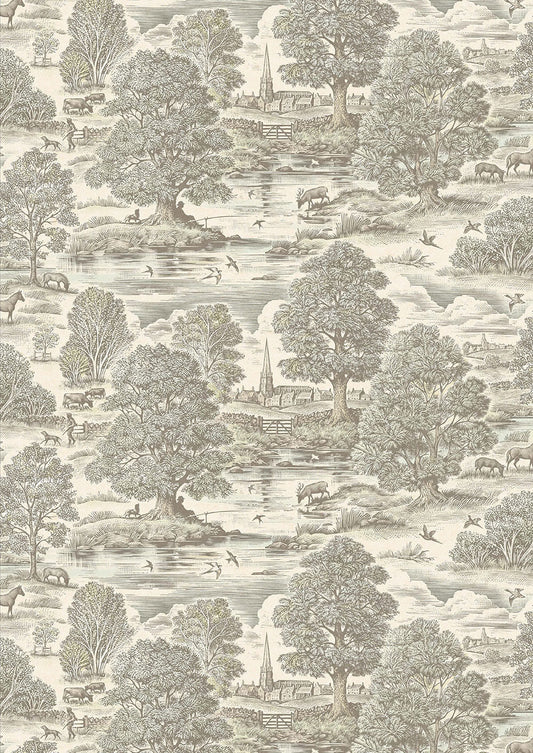 Royal Oak Wallpaper - Aquatint - Lewis & Wood
