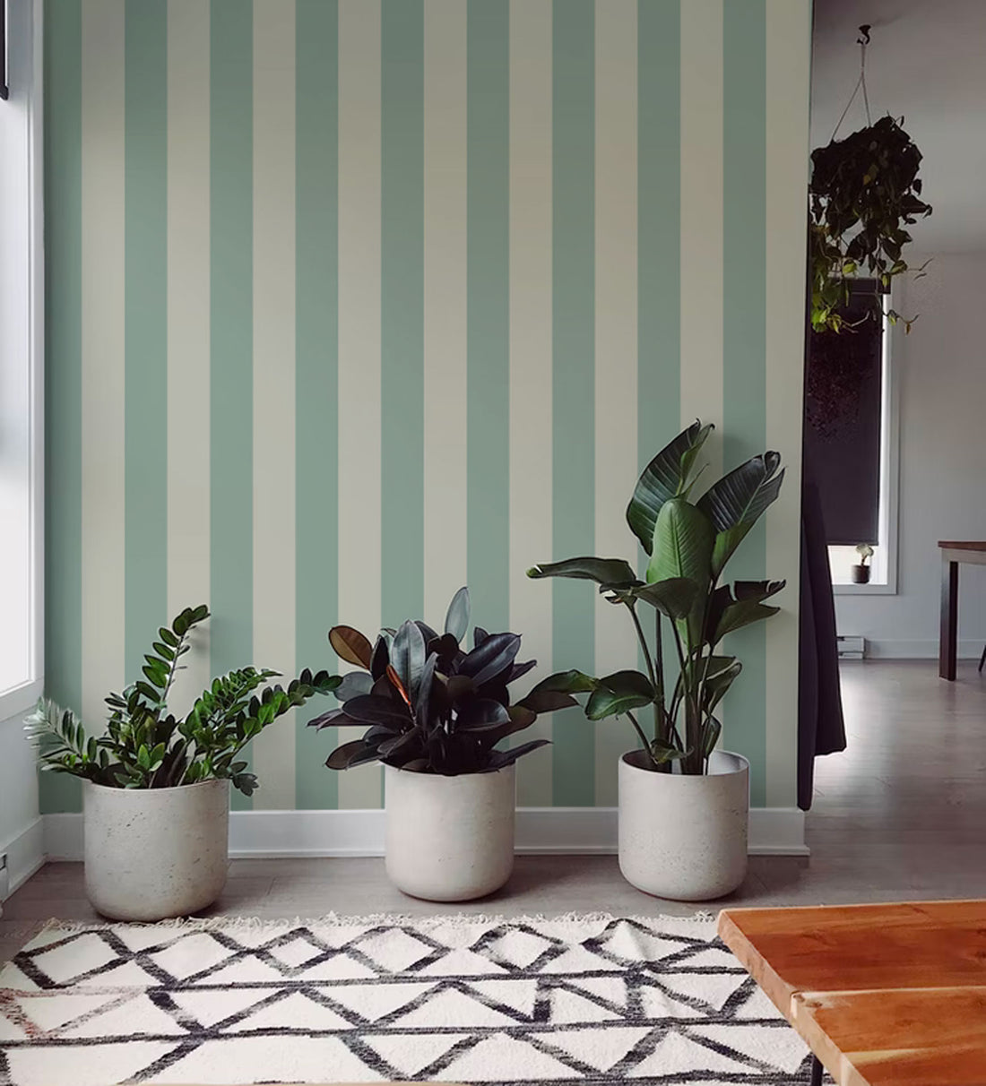 Ryde Stripes Wallpaper - Green - Summer Gray
