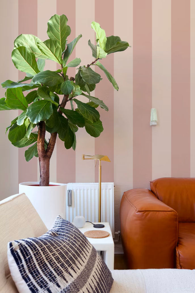 Ryde Stripes Wallpaper - Pink - Summer Gray
