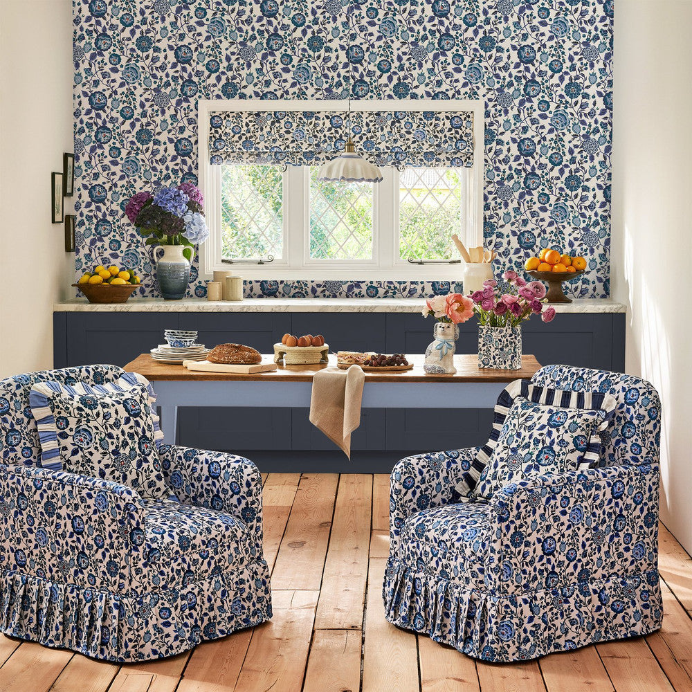 Strawberry Garden Wallpaper - Blue - 125498 - Cath Kidston