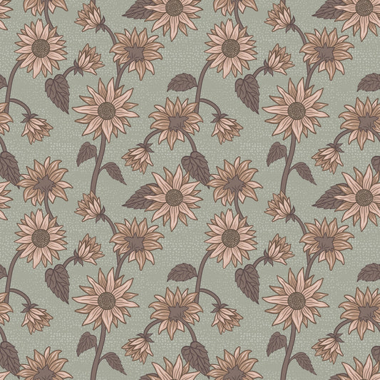 Sunflowers Wallpaper - Green - Summer Gray
