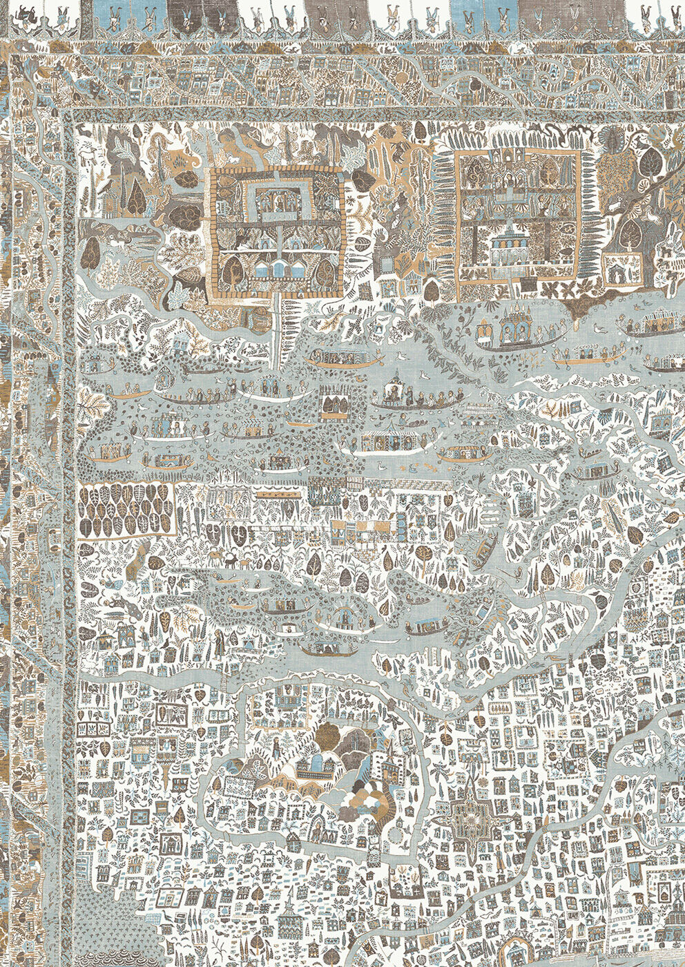 The Map Mini Wallpaper - Aqua Vita - Lewis & Wood