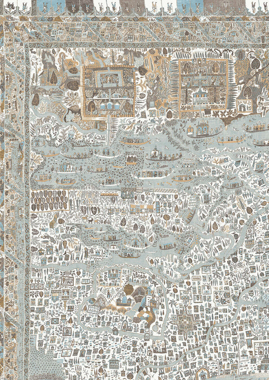 The Map Mini Wallpaper - Aqua Vita - Lewis & Wood