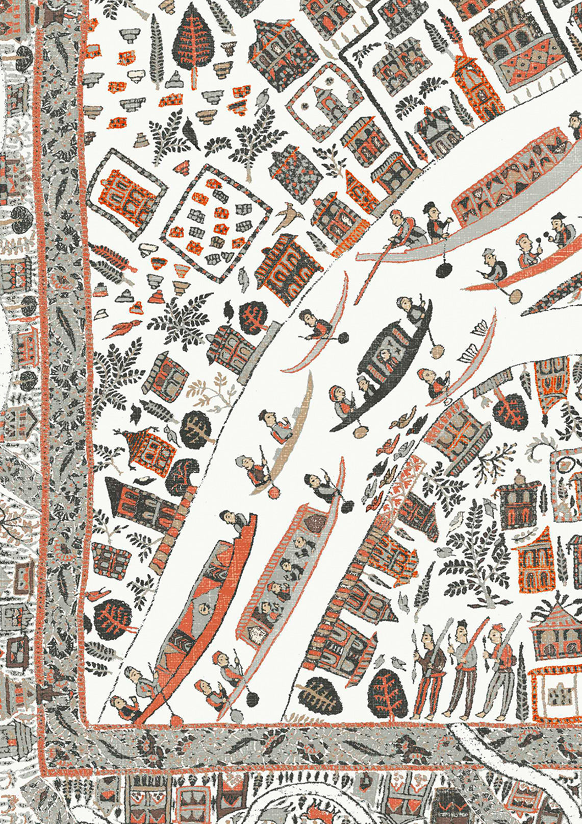 The Map Mini Wallpaper - Satsuma Soot - Lewis & Wood