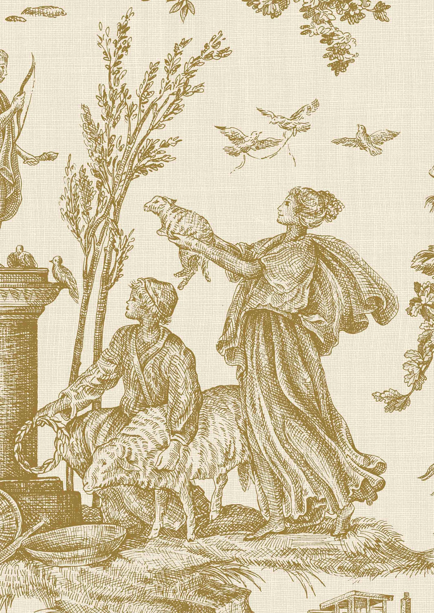 Toile Baptiste Wallpaper - Dijon - Lewis & Wood