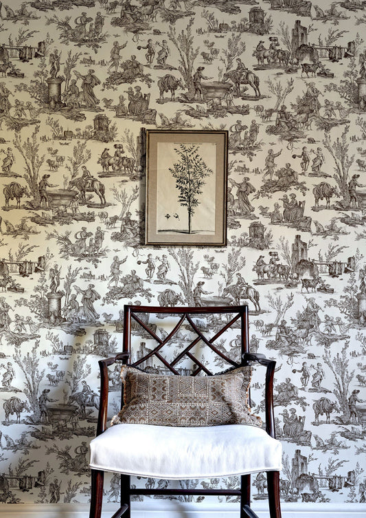 Toile Baptiste Wallpaper - Douce Noir - Lewis & Wood