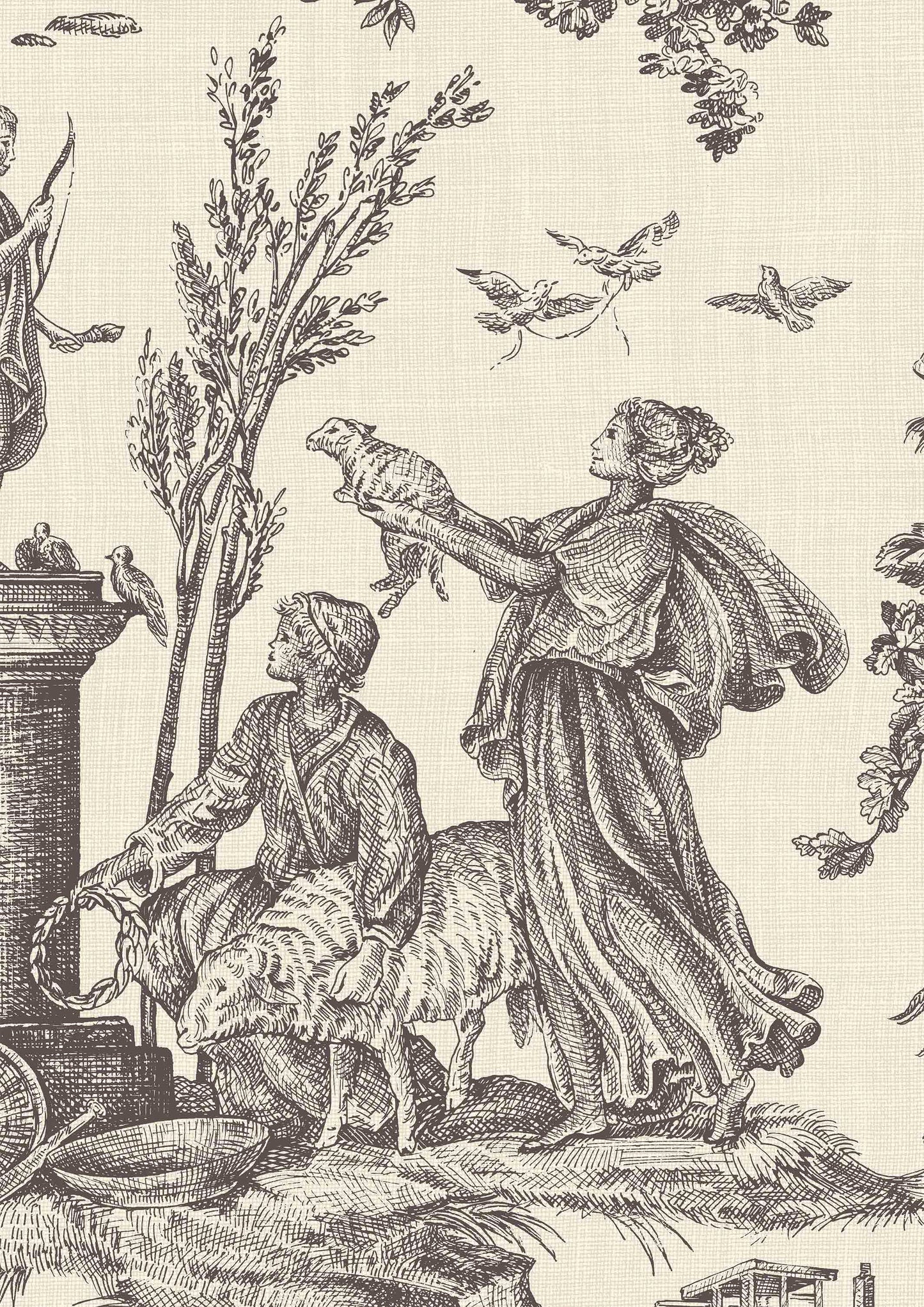 Toile Baptiste Wallpaper - Douce Noir - Lewis & Wood