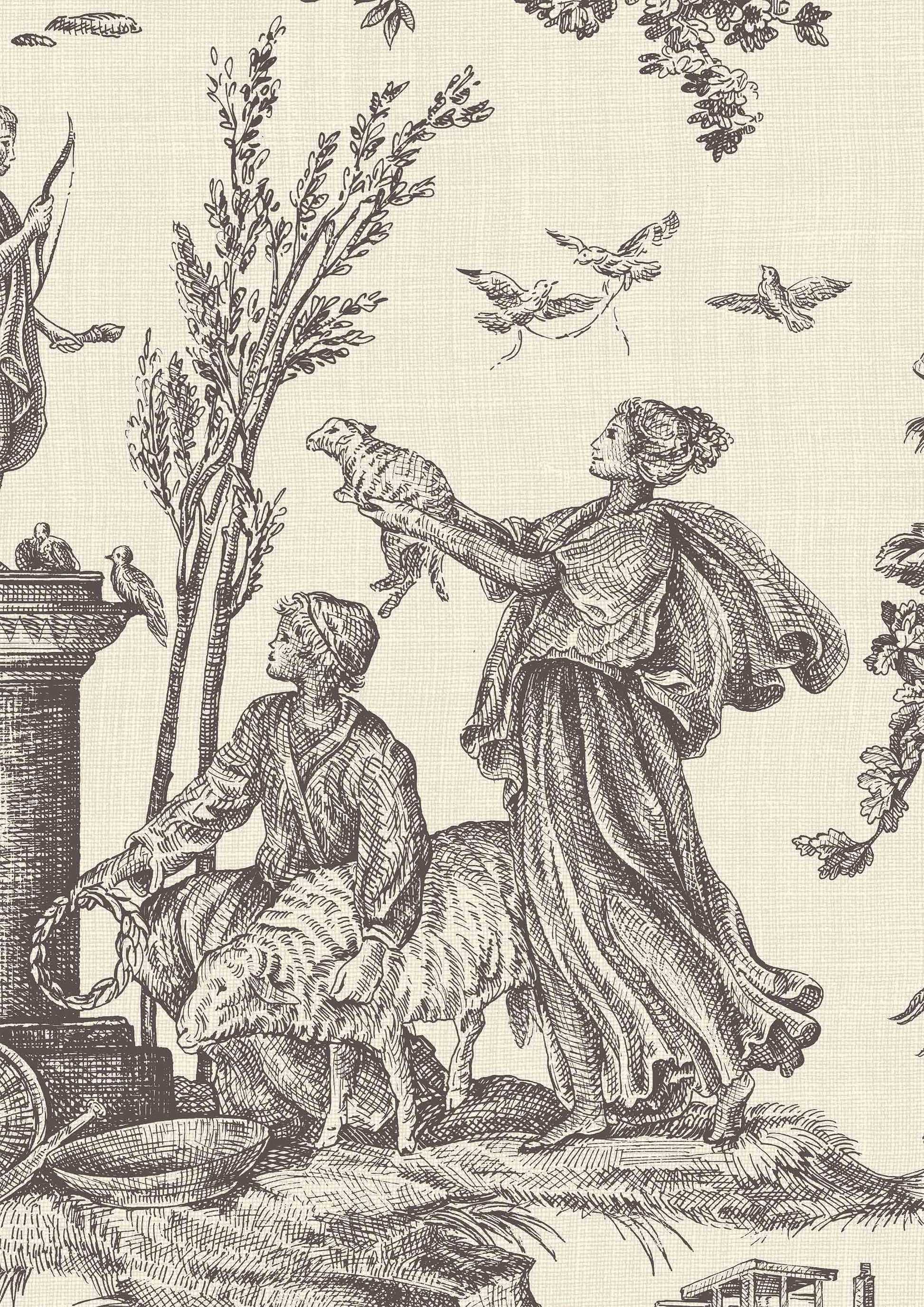 Toile Baptiste Wallpaper - Douce Noir - Lewis & Wood