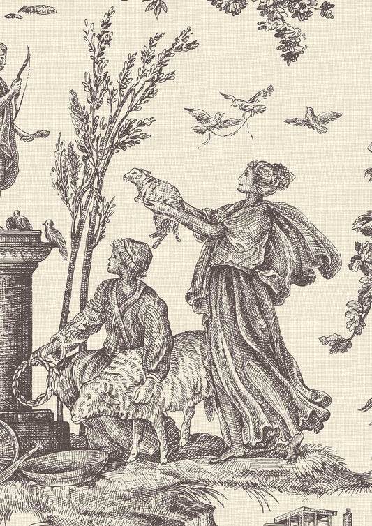 Toile Baptiste Wallpaper - Douce Noir - Lewis & Wood