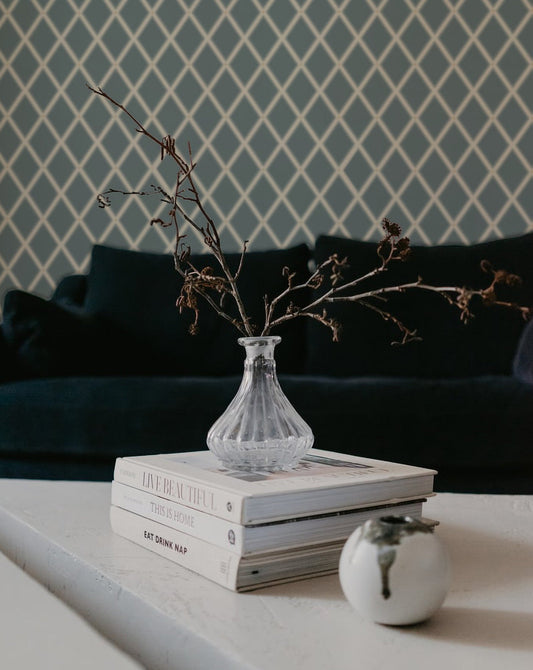 Trellis Wallpaper - Blue - Summer Gray
