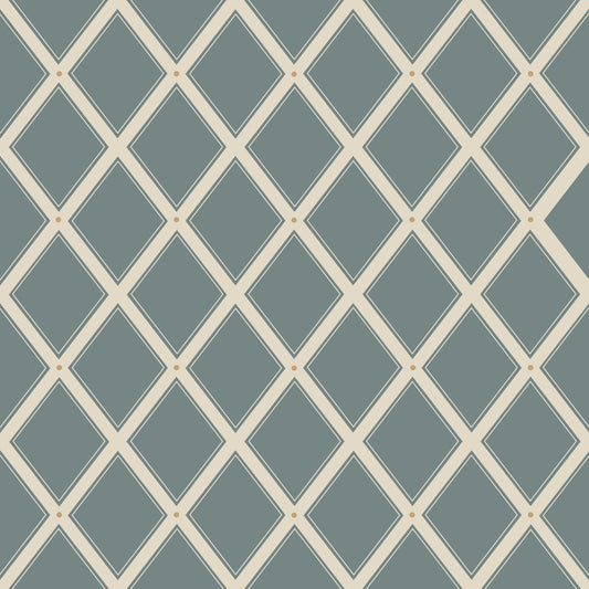Trellis Wallpaper - Blue - Summer Gray
