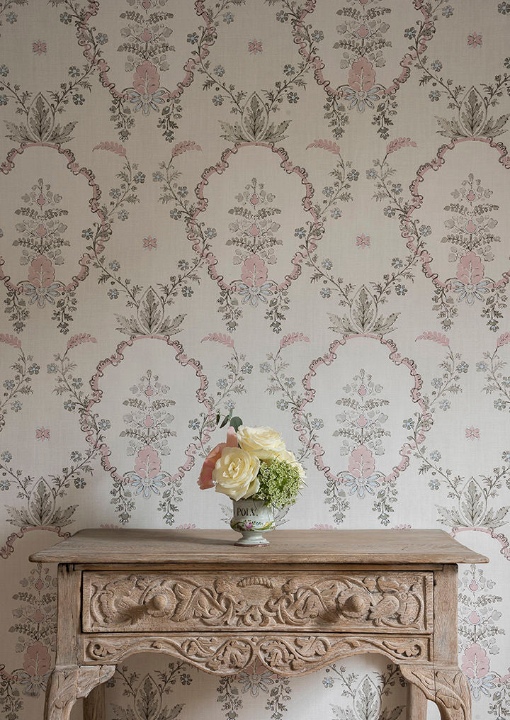 Vallance Wallpaper - Myrtle Pink - Lewis & Wood