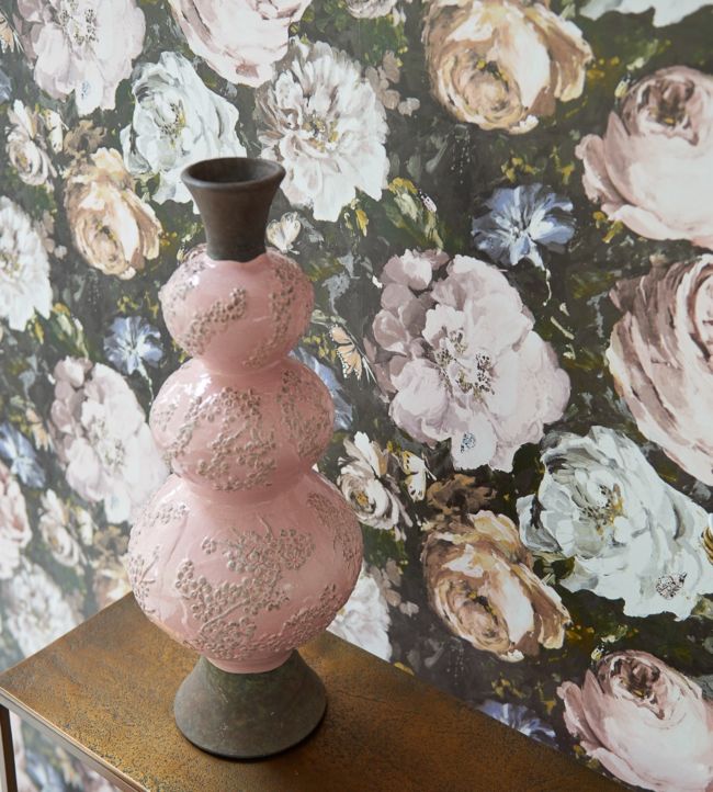 W0090/02 - Floretta Wallpaper - Blush/Charcoal - Clarke & Clarke 