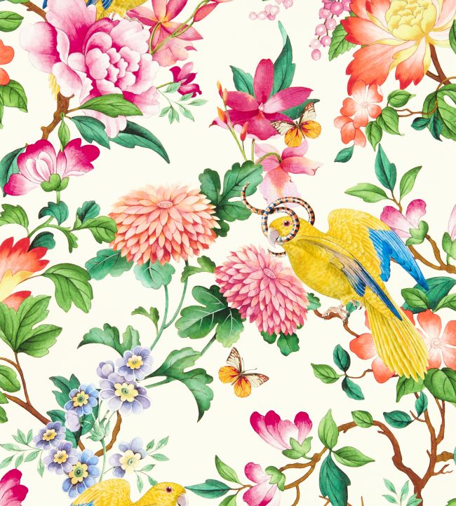 W0130/02 - Golden Parrot Wallpaper - Ivory - Clarke & Clarke