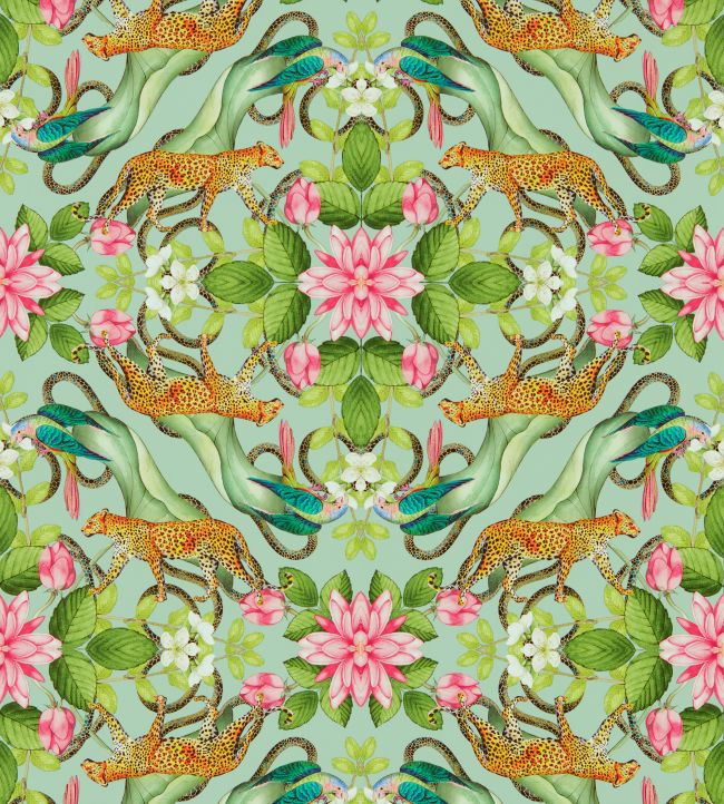 W0131/01 - Menagerie Wallpaper - Aqua - Clarke & Clarke