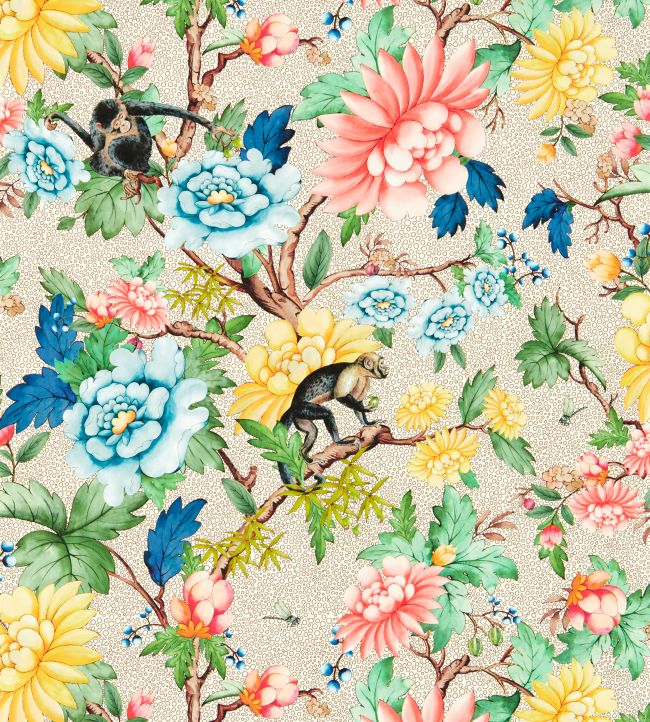 W0133/01 - Sapphire Garden Wallpaper - Ivory - Clarke & Clarke