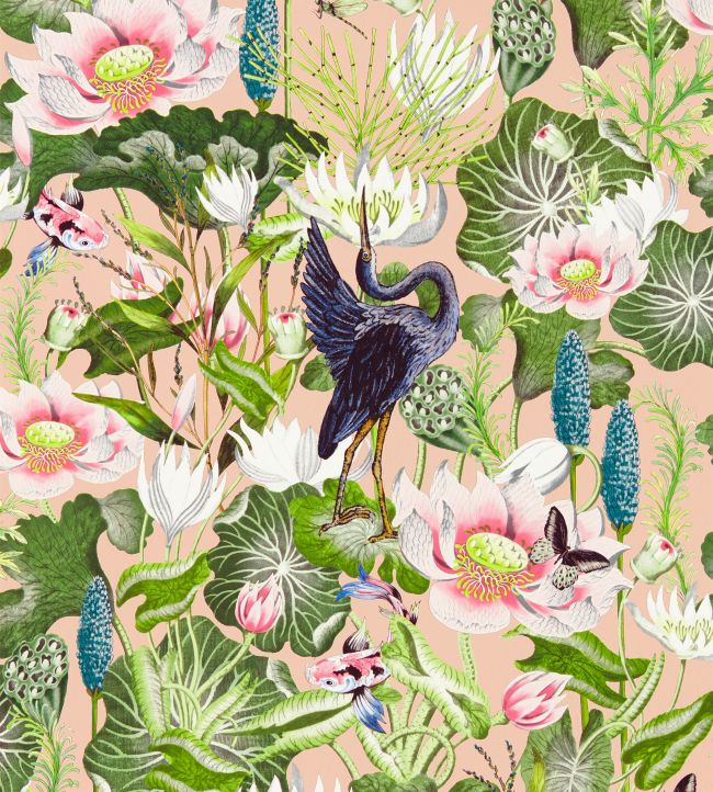 W0137/01 - Waterlily Wallpaper - Blush - Clarke & Clarke