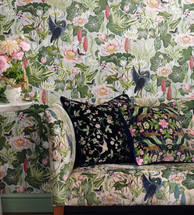 W0137/02 - Waterlily Wallpaper - Dove - Clarke & Clarke