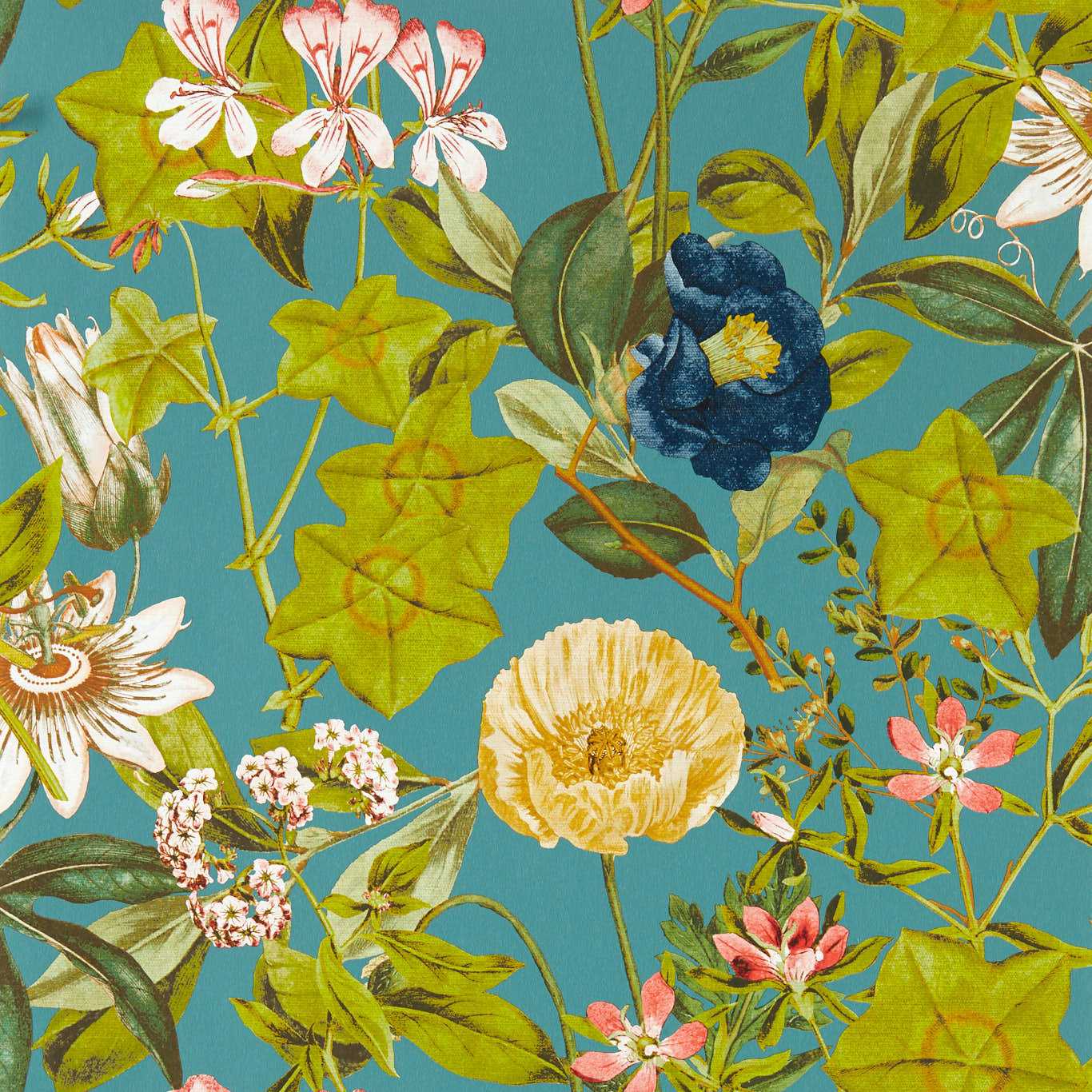 W0143/01 - Passiflora Wallpaper - Chambray - Clarke & Clarke