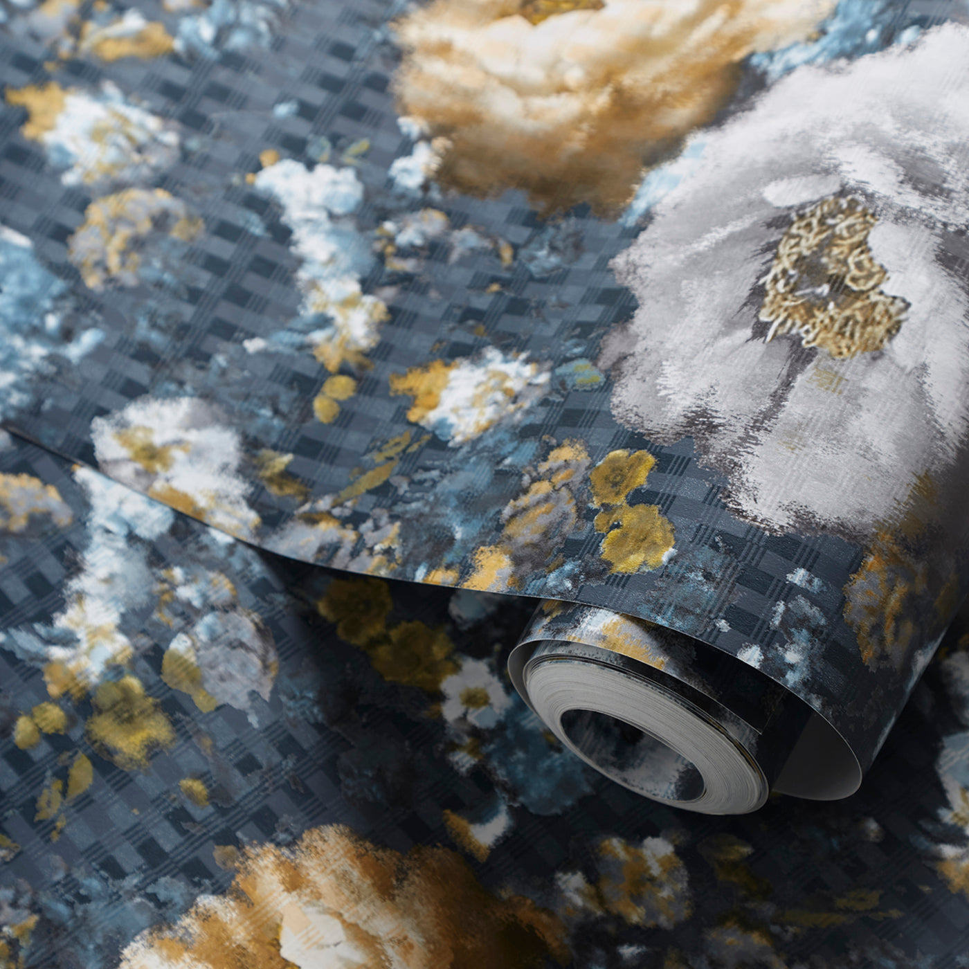 W0148/02 - Camile Wallpaper - Midnight/Gold - Clarke & Clarke