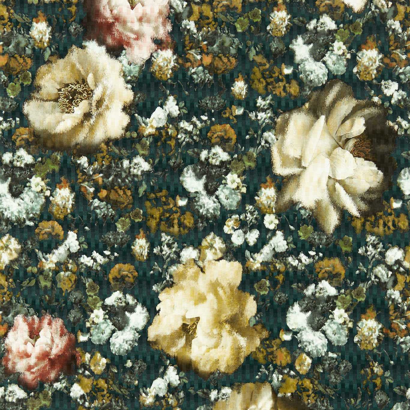 W0148/03 - Camile Wallpaper - Teal/Spice - Clarke & Clarke