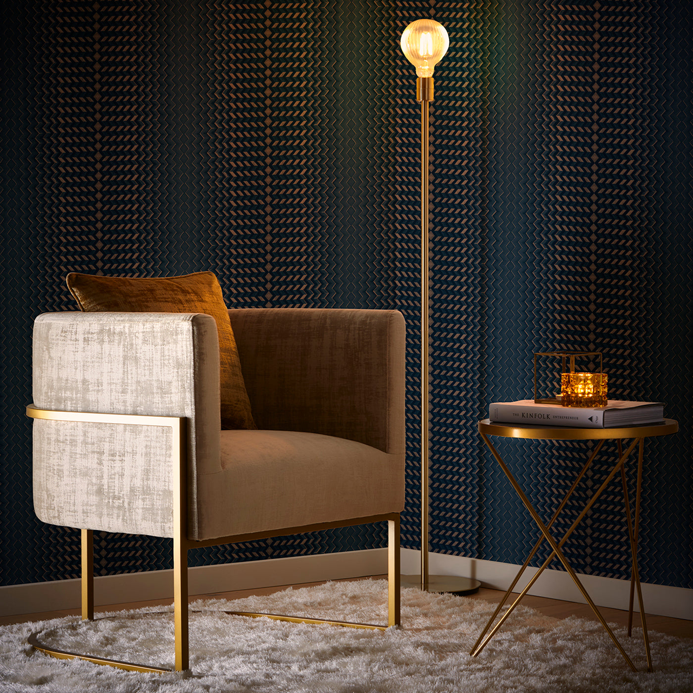 W0150/03 - Fragment Wallpaper - Midnight/Copper - Clarke & Clarke