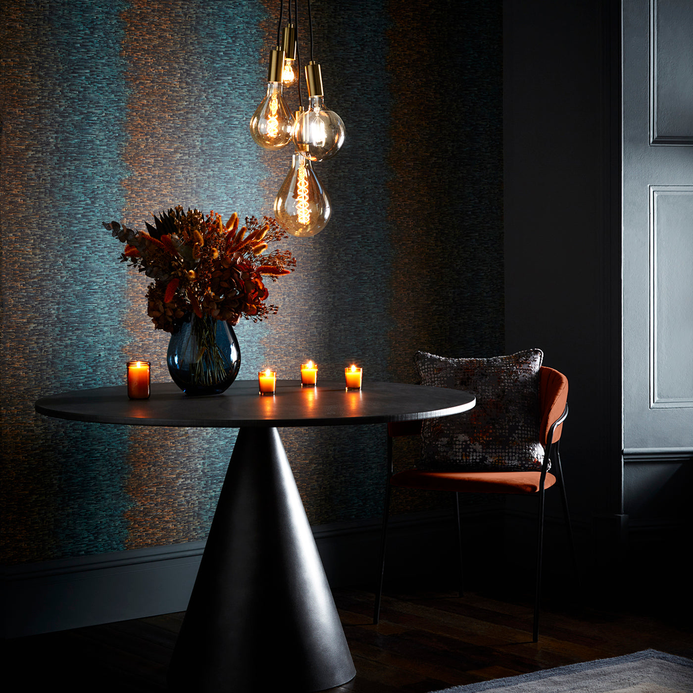 W0153/03 - Ombre Wallpaper - Teal/Spice - Clarke & Clarke