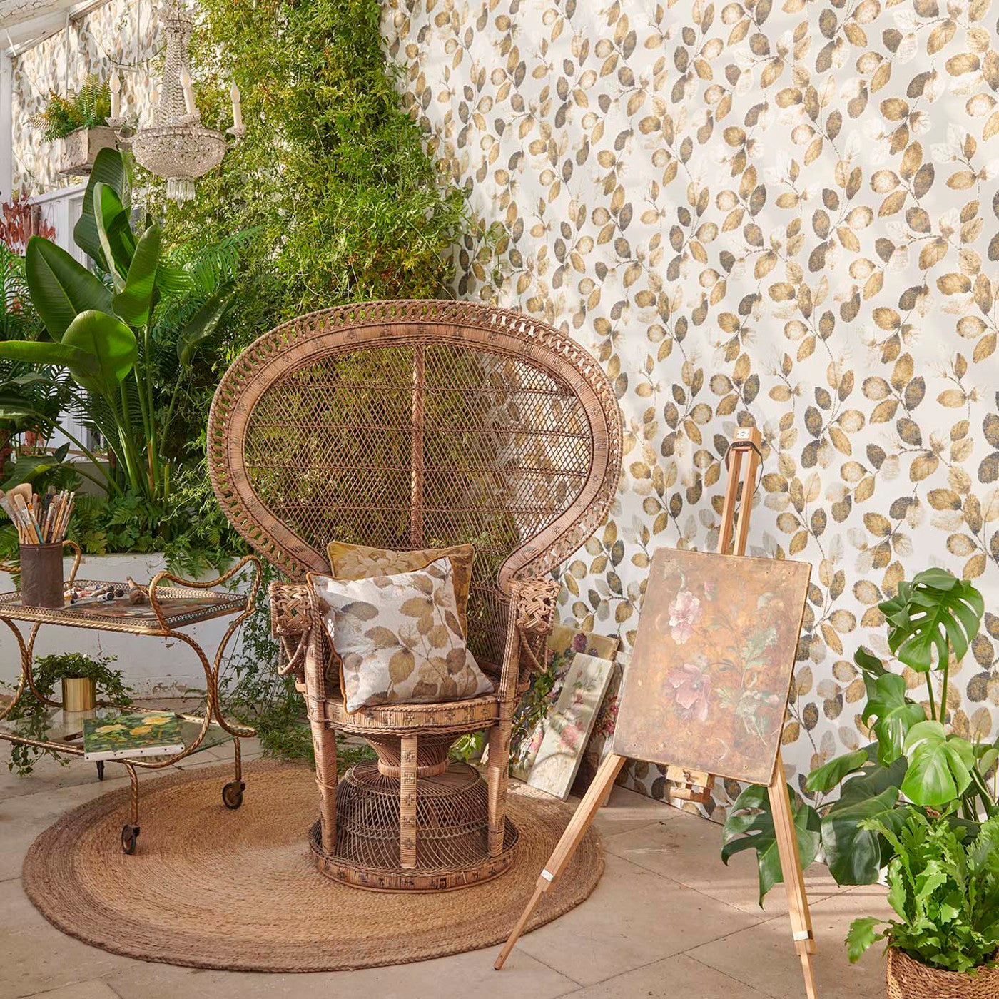 W0159/04 - Northia Wallpaper - Pewter/Gold - Clarke & Clarke