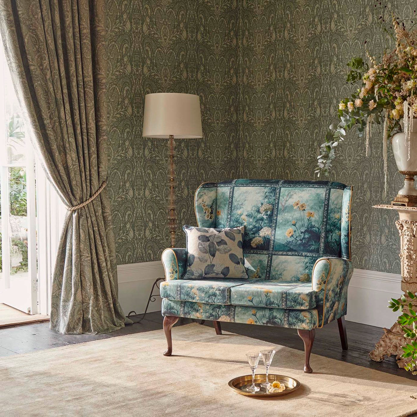 W0160/02 - Palacio Wallpaper - Eau De Nil - Clarke & Clarke