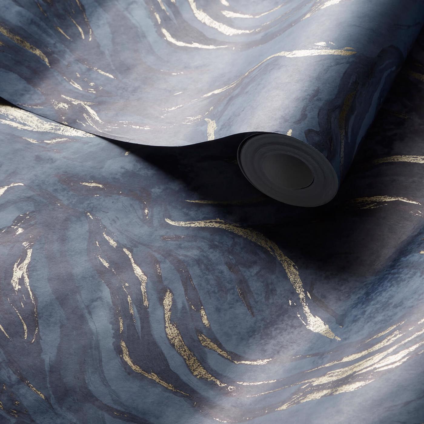 W0168/03 - Lavico Wallpaper - Midnight - Clarke & Clarke