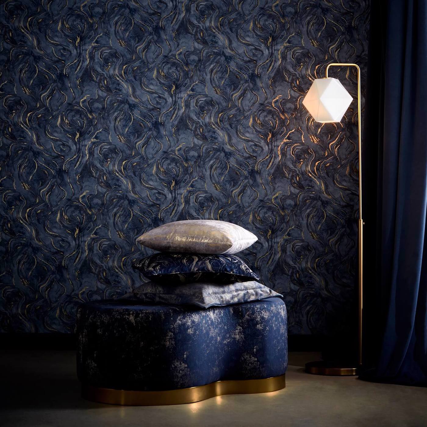 W0168/03 - Lavico Wallpaper - Midnight - Clarke & Clarke