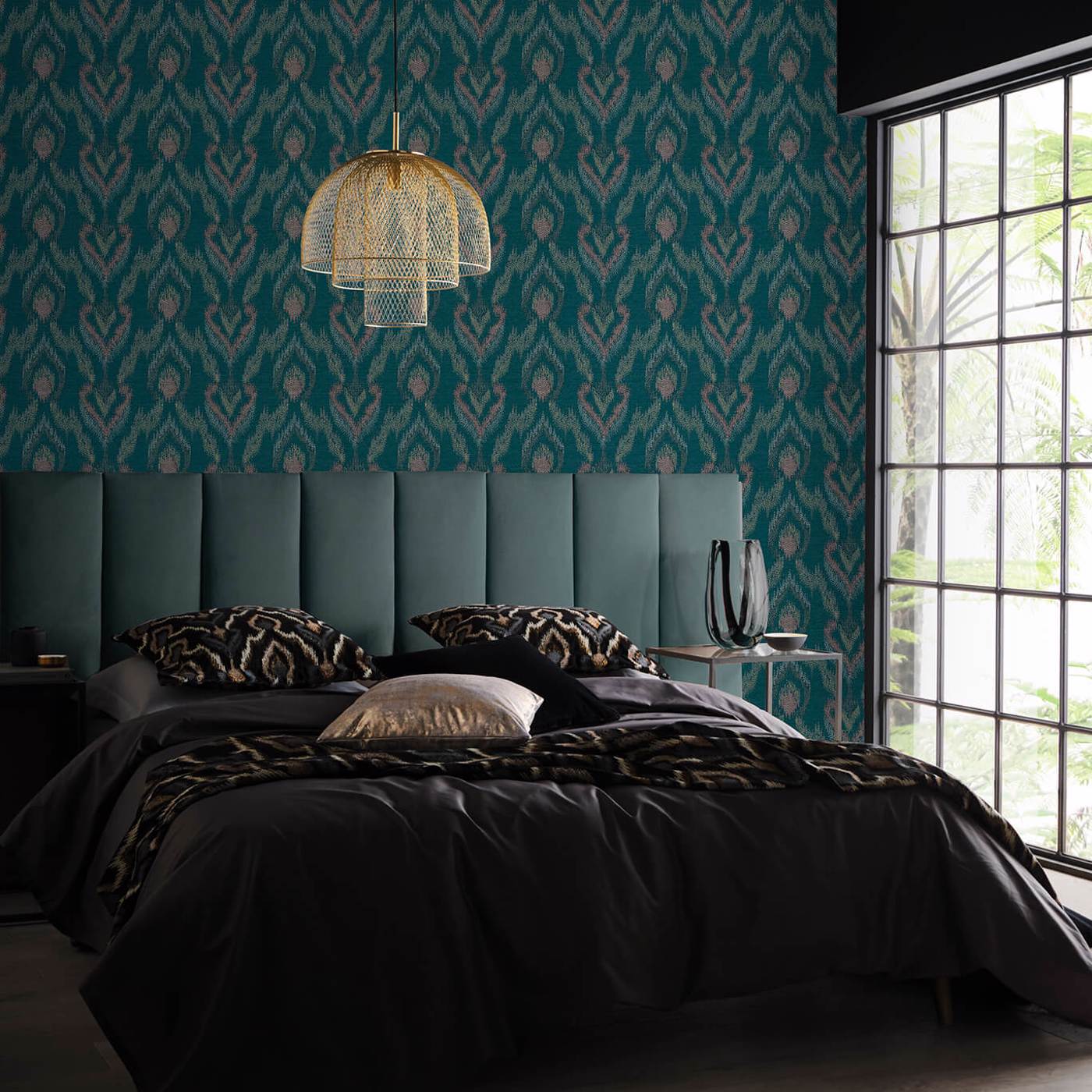 W0170/03 - Velluto Wallpaper - Teal - Clarke & Clarke