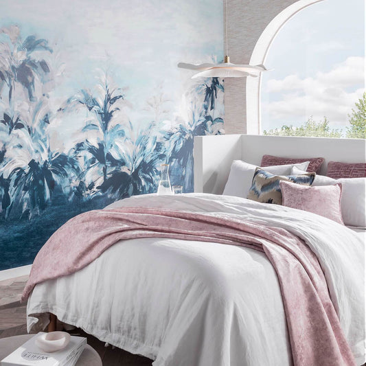 W0176/01 - Alberi Wallpaper - Midnight/Linen Banner - Clarke & Clarke