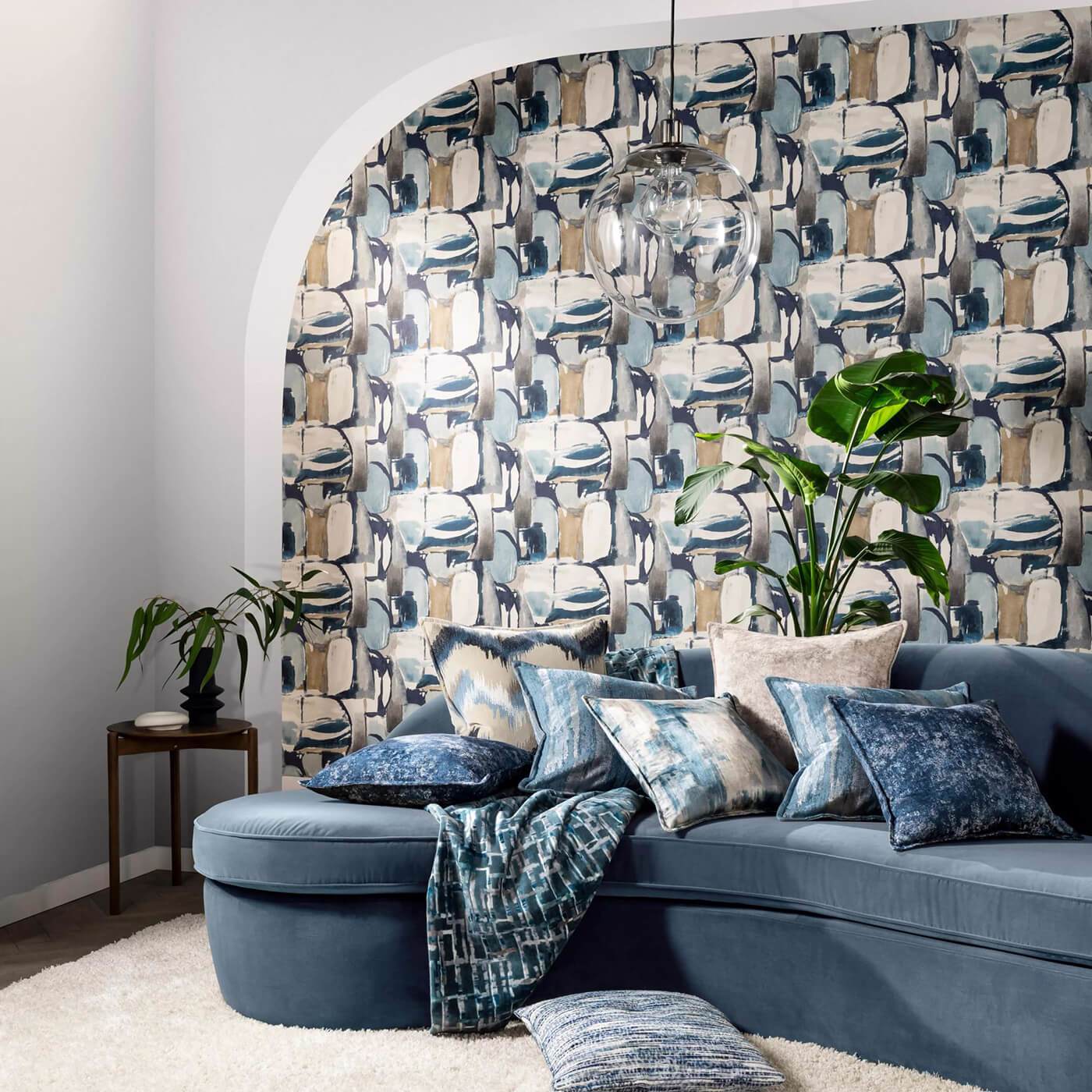 W0180/01 - Figura Wallpaper - Denim/Linen - Clarke & Clarke
