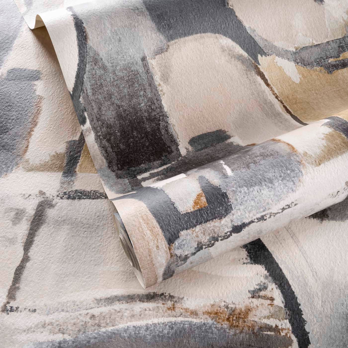W0180/02 - Figura Wallpaper - Linen/Charcoal - Clarke & Clarke