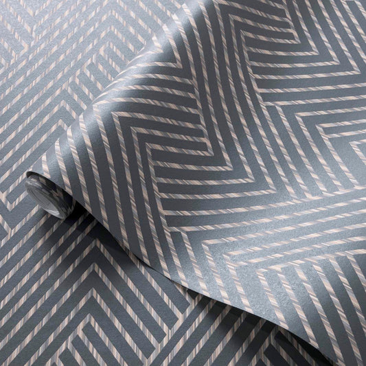 W0181/01 - Grassetto Wallpaper - Charcoal - Clarke & Clarke