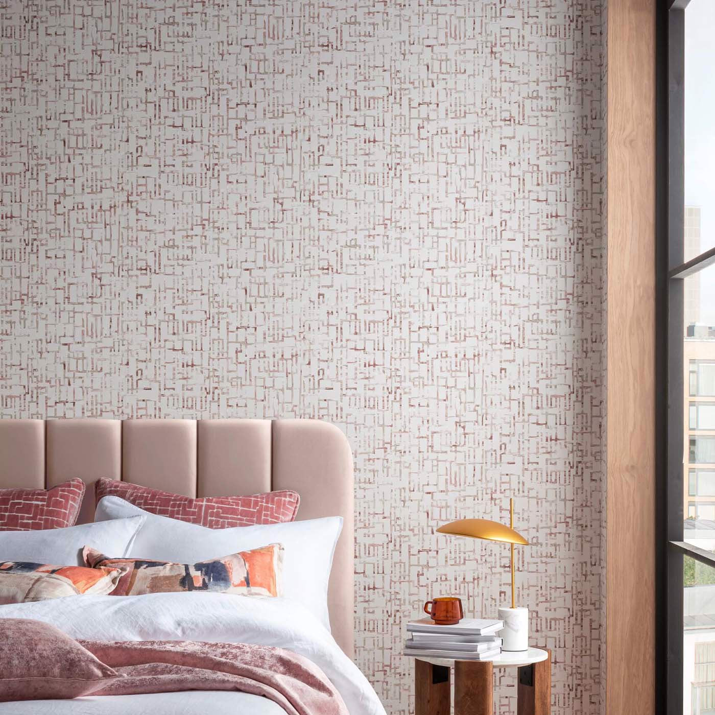 W0184/01 - Quadrata Wallpaper - Blush - Clarke & Clarke