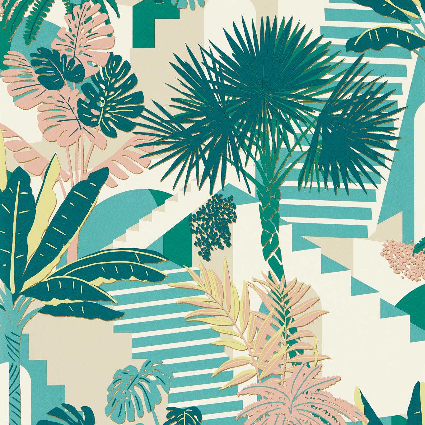 W0186/02 - Malindi Wallpaper - Mineral/Blush - Clarke & Clarke