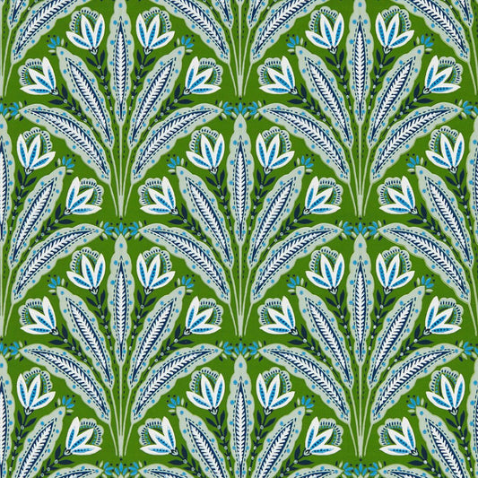 W0193/01 - Attingham Wallpaper - Cobalt/Green - Clarke & Clarke