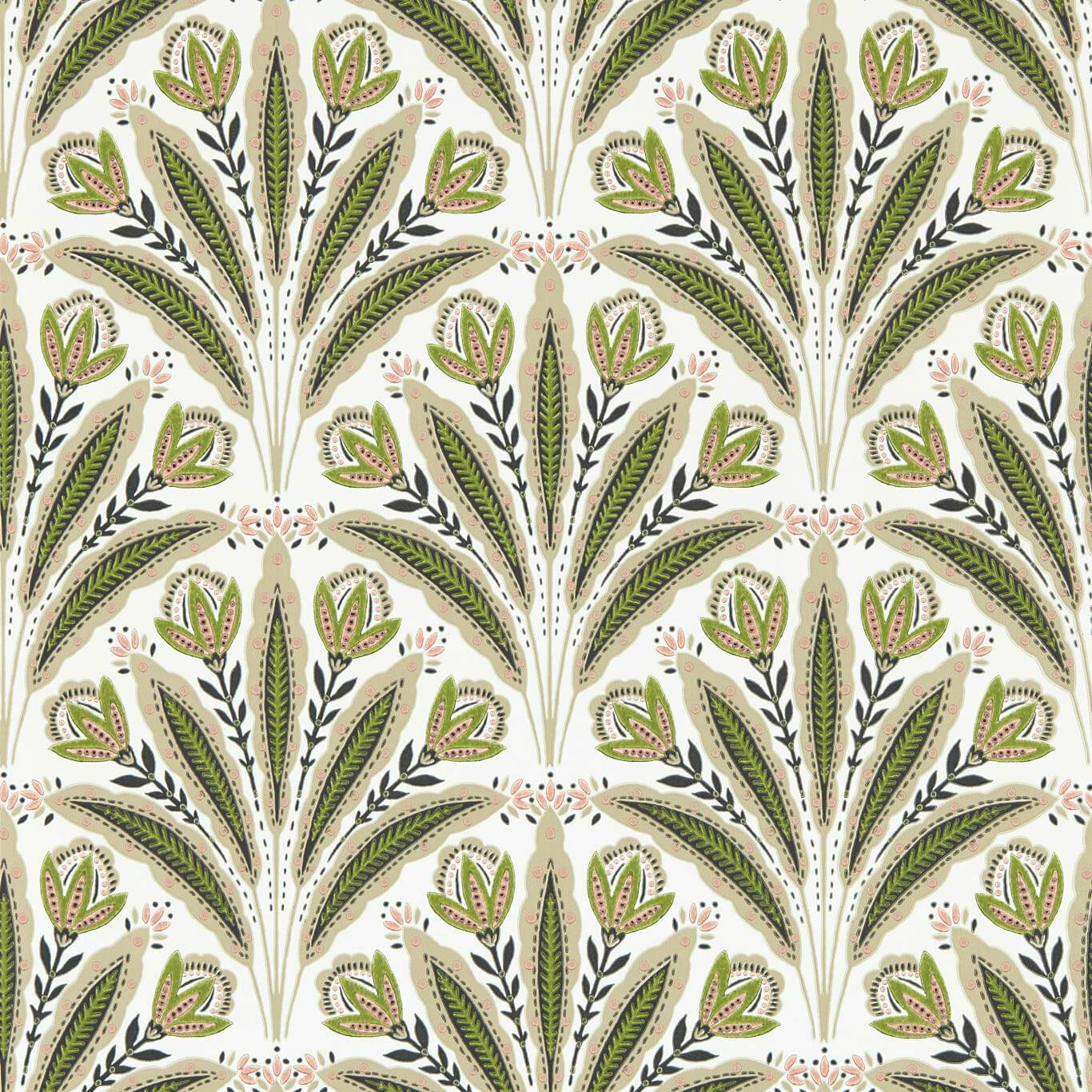 W0193/04 - Attingham Wallpaper - Sage/Blush - Clarke & Clarke