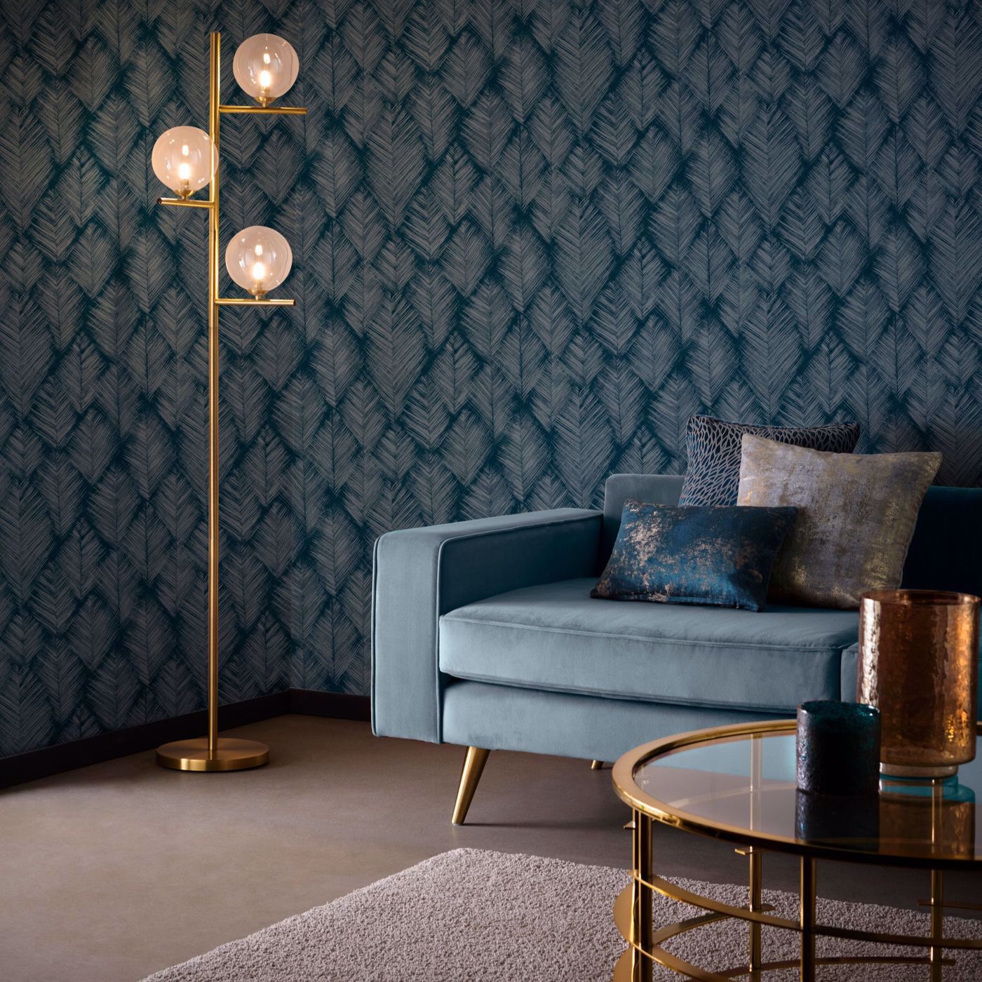W0206/03 - Folius Wallpaper - Midnight - Clarke & Clarke