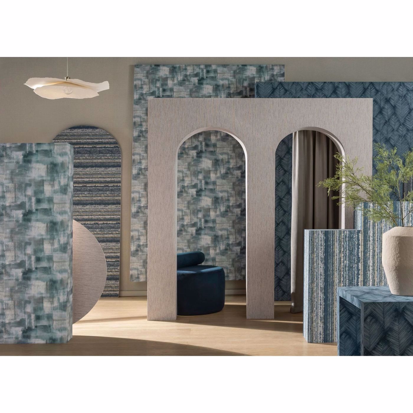 W0206/03 - Folius Wallpaper - Midnight - Clarke & Clarke