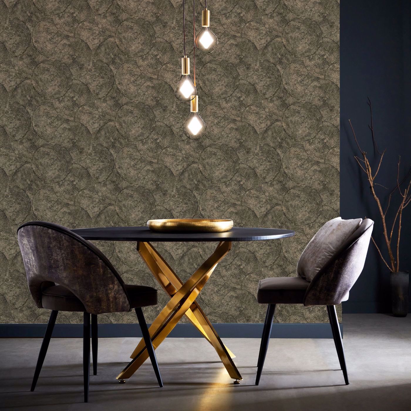 W0209/01 - Silvan Wallpaper - Charcoal/Gilver - Clarke & Clarke