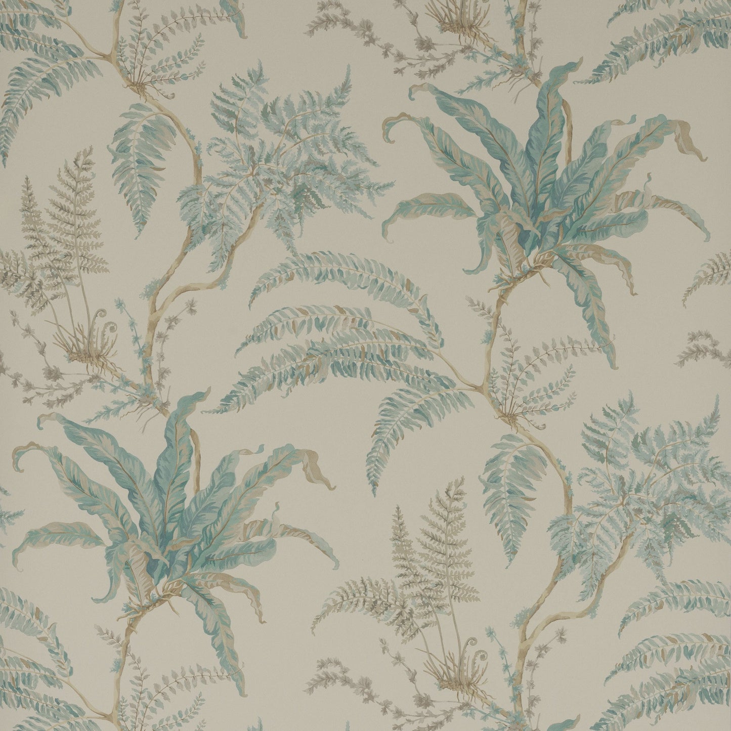 W7015-02 - Woodfern Wallpaper - Aqua - Colefax & Fowler
