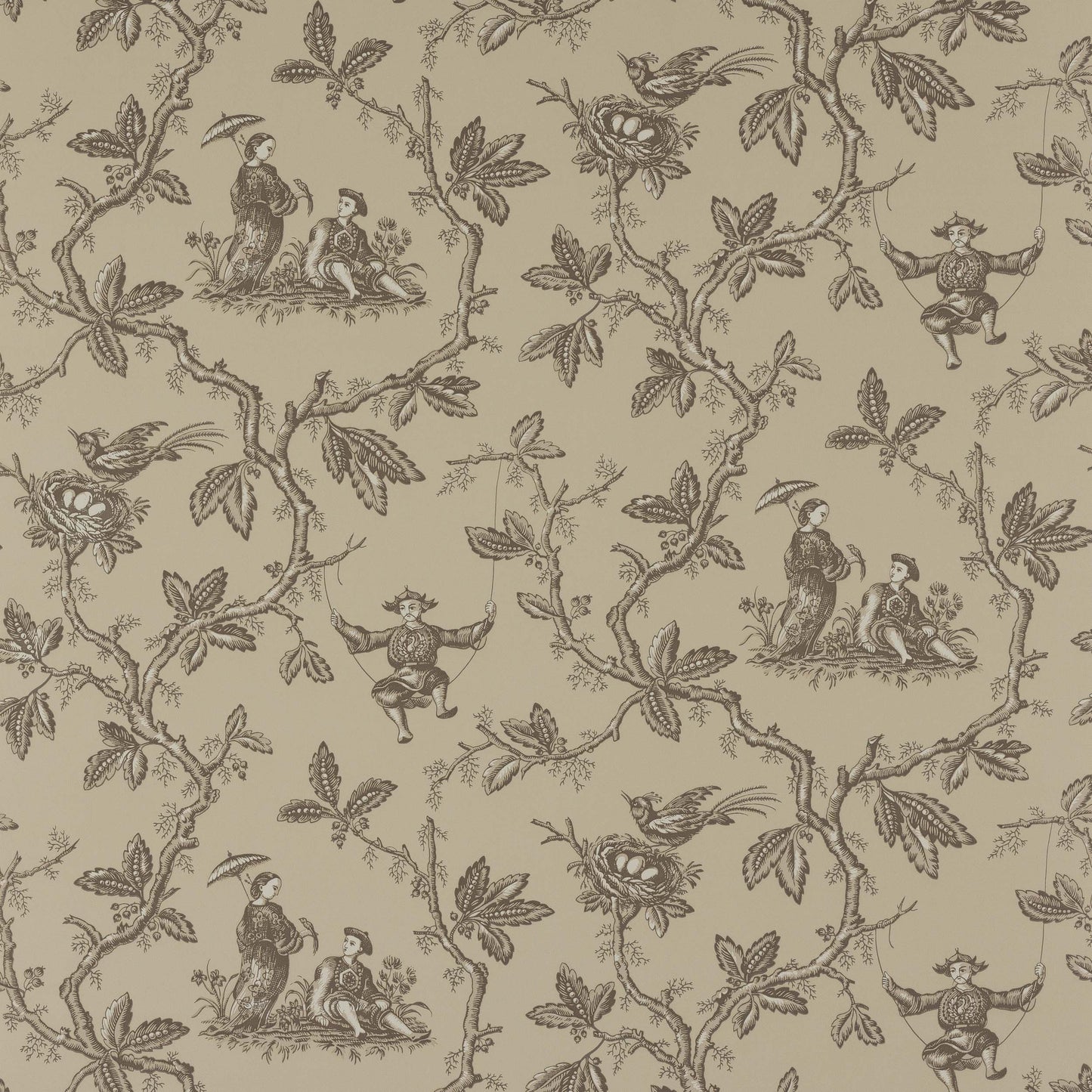 W7017-04 - Toile Chinoise Wallpaper - Charcoal - Colefax & Fowler