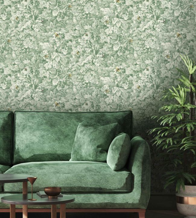 WM-318-04R - Busy Bee Wallpaper - Moss Green - Woodchip & Magnolia
