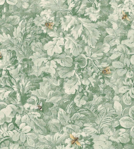 WM-318-04R - Busy Bee Wallpaper - Moss Green - Woodchip & Magnolia
