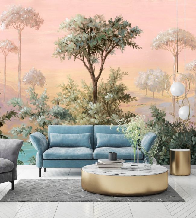 WM-347-01RM - Oasis Wallpaper -  Mural - Pink - Woodchip & Magnolia

