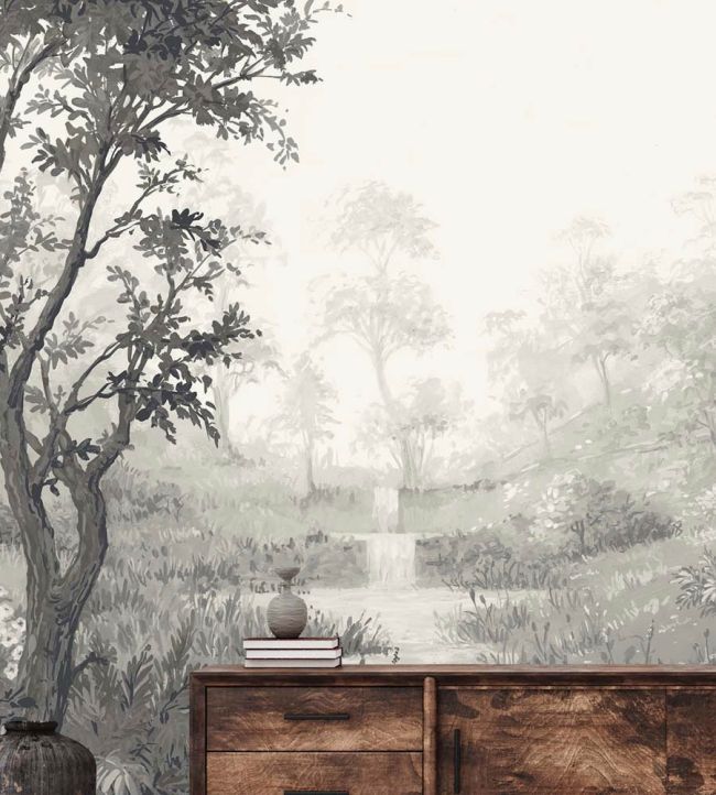 WM-371-03RM - Nidra Wallpaper -  Mural - Pebble Grey  - Woodchip & Magnolia
