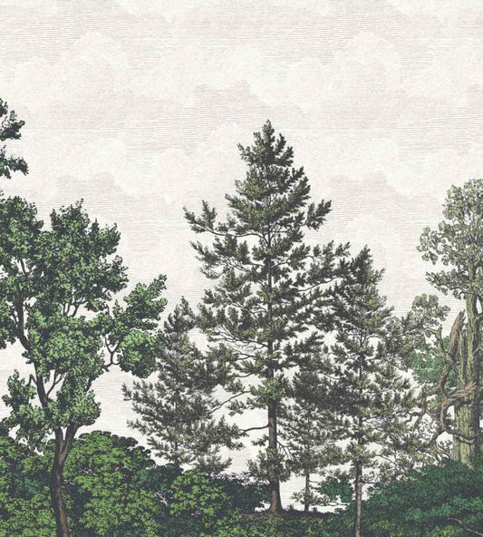 WM-388-02RM - Heaton Park Wallpaper -  Mural - Evergreen - Woodchip & Magnolia
